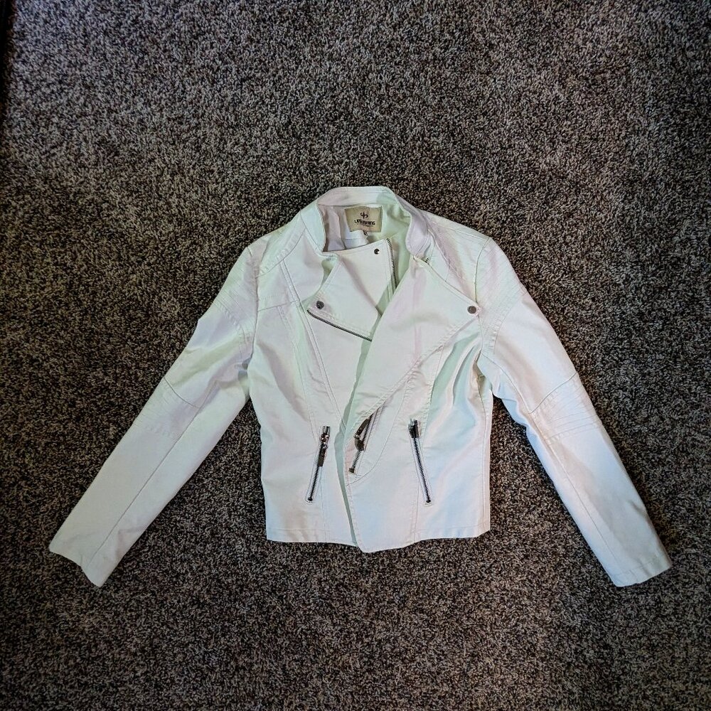 White Vegan Leather Moto Jacket